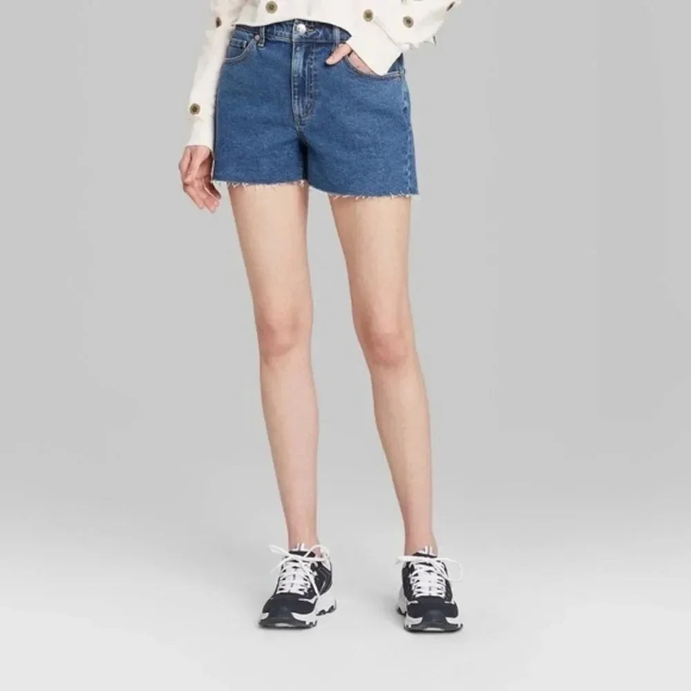 Wild Fable Mom Shorts Raw Hem Denim Shorts